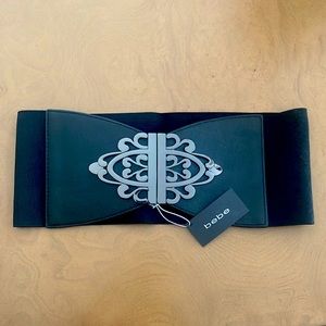 Bebe Wide Stretch Belt w Metal Embellishments